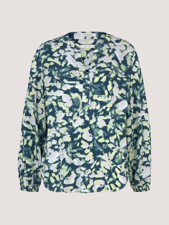 gemusterte Bluse - Frauen - navy mint flower design gemusterte Bluse - Frauen - navy mint flower design - 7 - Mine to five