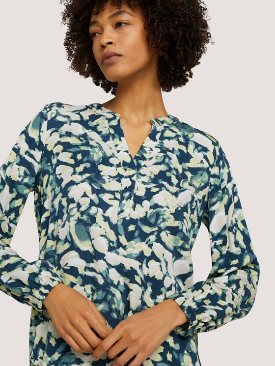 gemusterte Bluse - Frauen - navy mint flower design gemusterte Bluse - Frauen - navy mint flower design - 9 - Mine to five