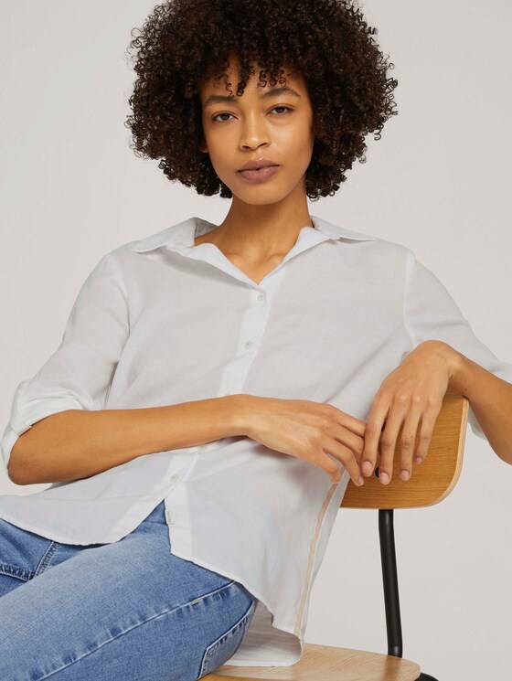 Bluse mit Kontraststreifen - Frauen - White Bluse mit Kontraststreifen - Frauen - White - 5 - Mine to five