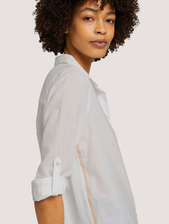 Bluse mit Kontraststreifen - Frauen - White Bluse mit Kontraststreifen - Frauen - White - 9 - Mine to five