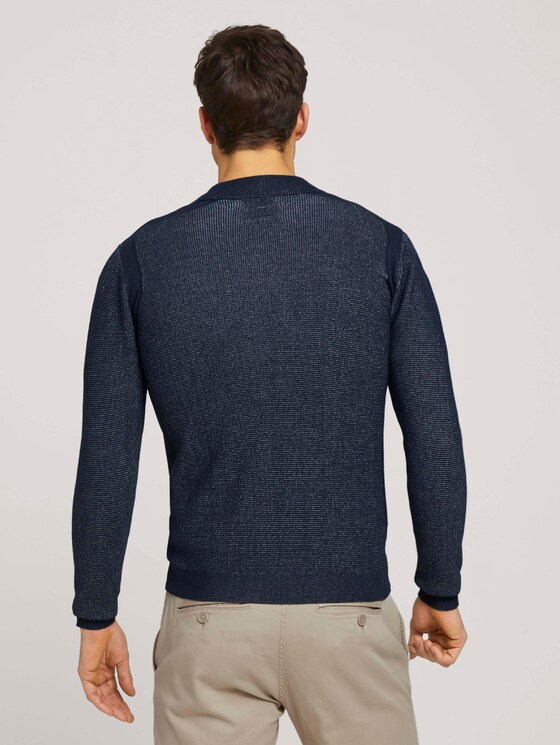 Stehkragen Strickjacke mit Bio-Baumwolle - Männer - Dark Blue Stehkragen Strickjacke mit Bio-Baumwolle - Männer - Dark Blue - 2 - TOM TAILOR