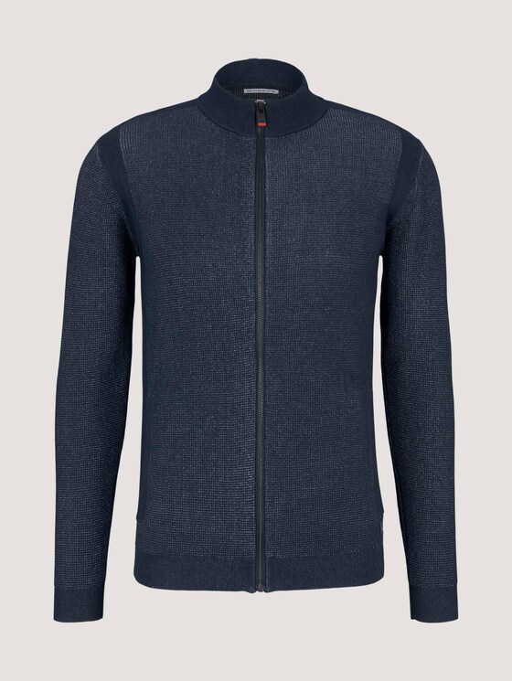 Stehkragen Strickjacke mit Bio-Baumwolle - Männer - Dark Blue Stehkragen Strickjacke mit Bio-Baumwolle - Männer - Dark Blue - 7 - TOM TAILOR