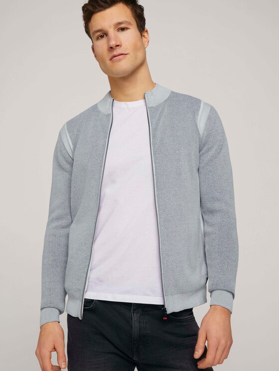 Strickjacke mit Stehkragen mit Bio-Baumwolle - Männer - Off White Strickjacke mit Stehkragen mit Bio-Baumwolle - Männer - Off White - 5 - TOM TAILOR