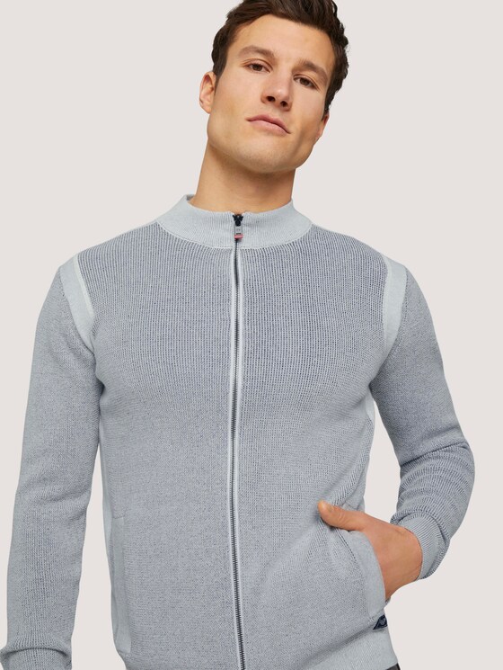 Strickjacke mit Stehkragen mit Bio-Baumwolle - Männer - Off White Strickjacke mit Stehkragen mit Bio-Baumwolle - Männer - Off White - 9 - TOM TAILOR