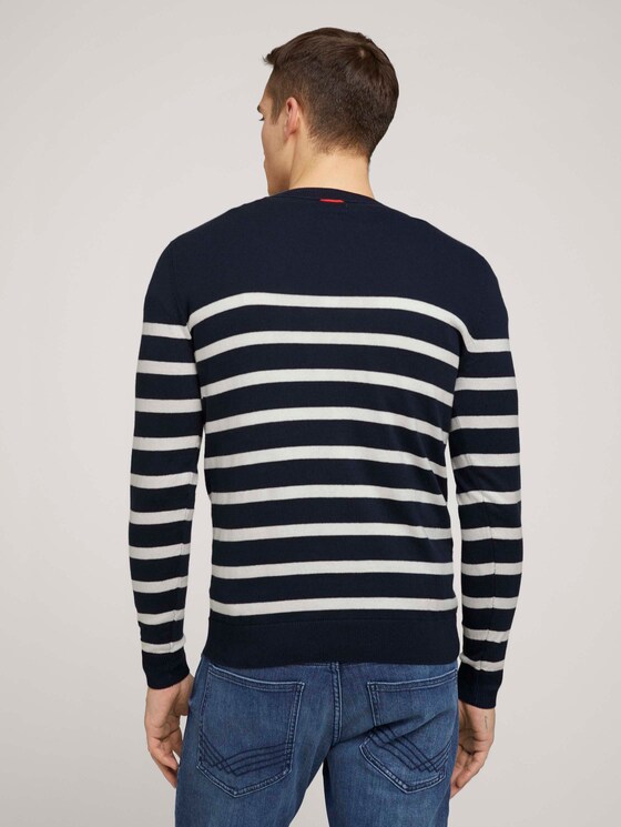 gestreifter Pullover mit Bio-Baumwolle - Männer - Blue White Stripe gestreifter Pullover mit Bio-Baumwolle - Männer - Blue White Stripe - 2 - TOM TAILOR