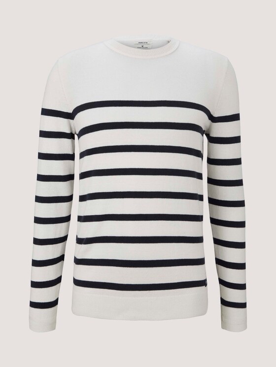 gestreifter Pullover mit Bio-Baumwolle - Männer - white navylue stripe gestreifter Pullover mit Bio-Baumwolle - Männer - white navylue stripe - 7 - TOM TAILOR