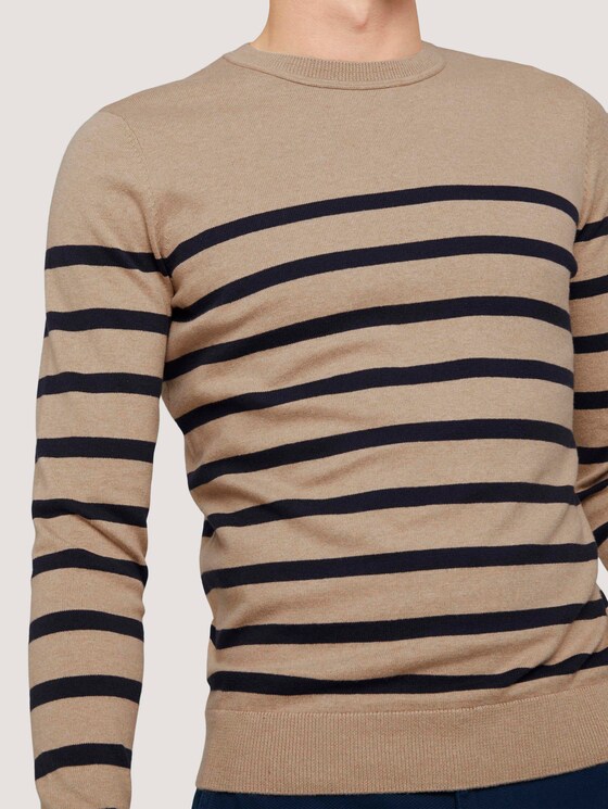 gestreifter Pullover mit Bio-Baumwolle - Männer - beige melange navy stripe gestreifter Pullover mit Bio-Baumwolle - Männer - beige melange navy stripe - 9 - TOM TAILOR