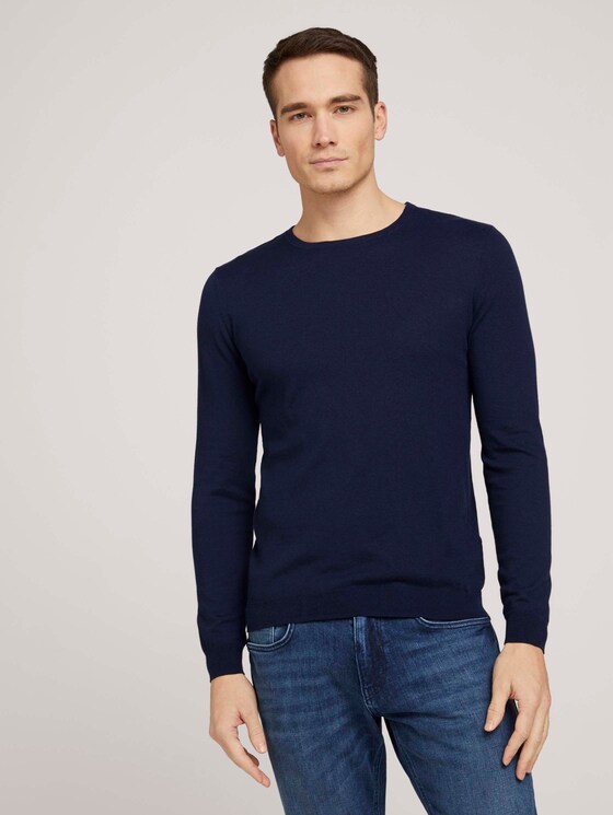 Basic Pullover - Männer - Dark Blue Basic Pullover - Männer - Dark Blue - 1 - TOM TAILOR