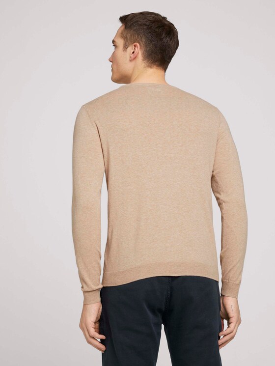 Basic Pullover - Männer - sahara dust beige melange Basic Pullover - Männer - sahara dust beige melange - 2 - TOM TAILOR