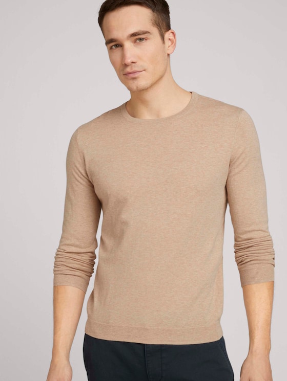 Basic Pullover - Männer - sahara dust beige melange Basic Pullover - Männer - sahara dust beige melange - 5 - TOM TAILOR