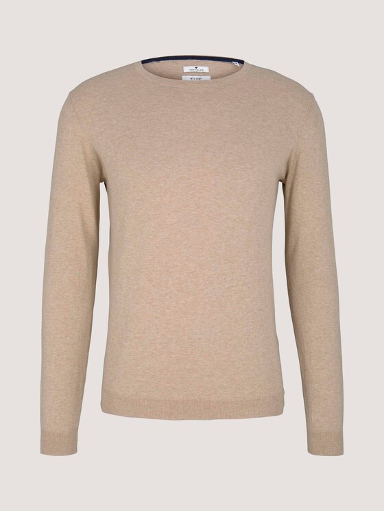 Basic Pullover - Männer - sahara dust beige melange Basic Pullover - Männer - sahara dust beige melange - 7 - TOM TAILOR