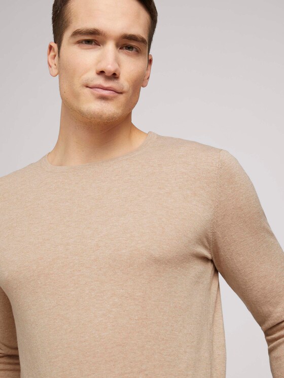 Basic Pullover - Männer - sahara dust beige melange Basic Pullover - Männer - sahara dust beige melange - 9 - TOM TAILOR