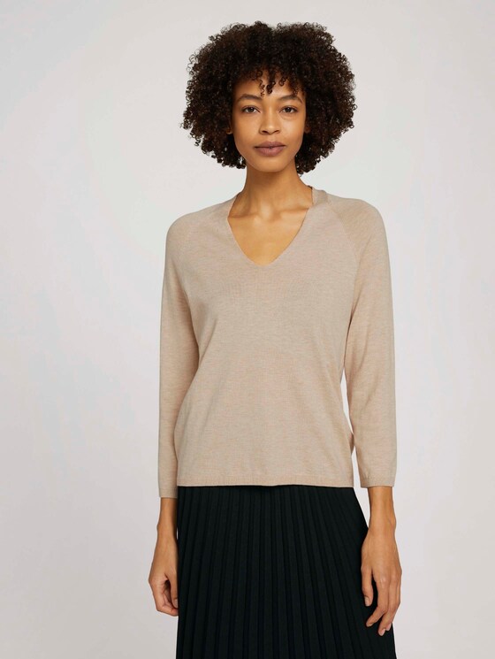 Pullover mit Bio-Baumwolle - Frauen - cargo beige melange Pullover mit Bio-Baumwolle - Frauen - cargo beige melange - 1 - Mine to five
