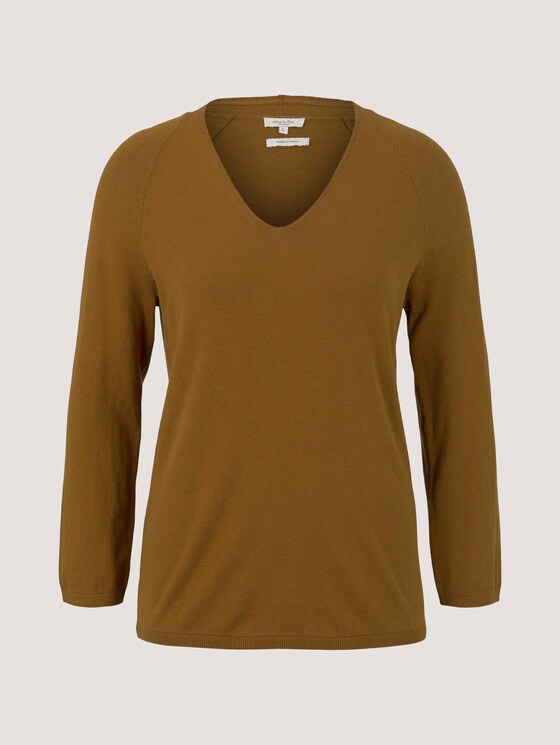 Pullover mit Bio-Baumwolle und V-Ausschnitt - Frauen - green clay Pullover mit Bio-Baumwolle und V-Ausschnitt - Frauen - green clay - 7 - Mine to five