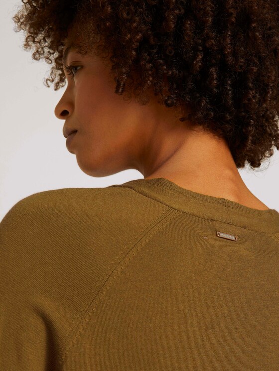Pullover mit Bio-Baumwolle und V-Ausschnitt - Frauen - green clay Pullover mit Bio-Baumwolle und V-Ausschnitt - Frauen - green clay - 9 - Mine to five