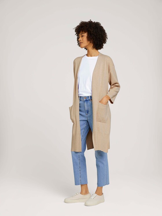 Strickjacke mit Taillengütel - Frauen - cargo beige melange Strickjacke mit Taillengütel - Frauen - cargo beige melange - 3 - Mine to five