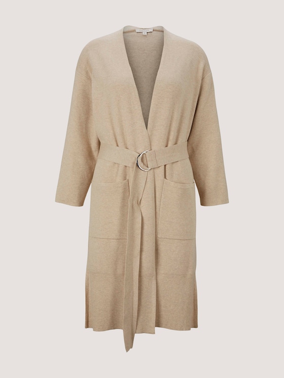Strickjacke mit Taillengütel - Frauen - cargo beige melange Strickjacke mit Taillengütel - Frauen - cargo beige melange - 7 - Mine to five