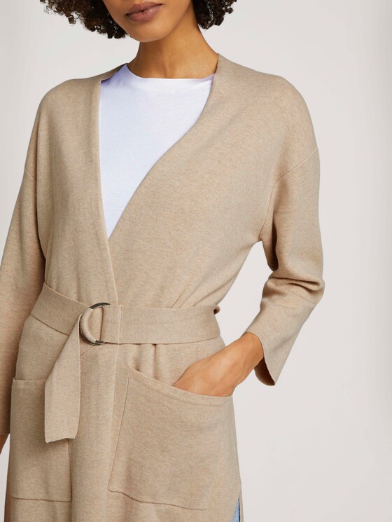 Strickjacke mit Taillengütel - Frauen - cargo beige melange Strickjacke mit Taillengütel - Frauen - cargo beige melange - 9 - Mine to five
