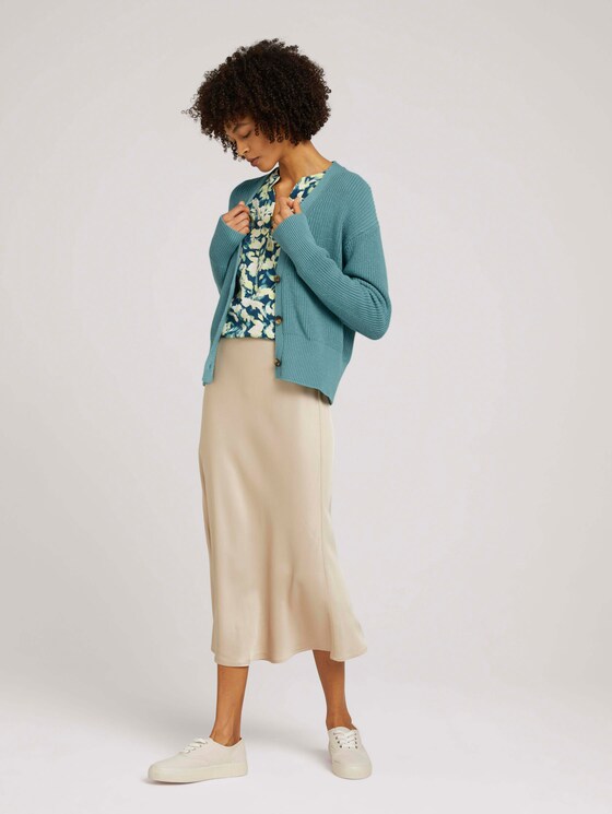 Cardigan mit Bio-Baumwolle - Frauen - Mineral Stone Blue Cardigan mit Bio-Baumwolle - Frauen - Mineral Stone Blue - 3 - Mine to five