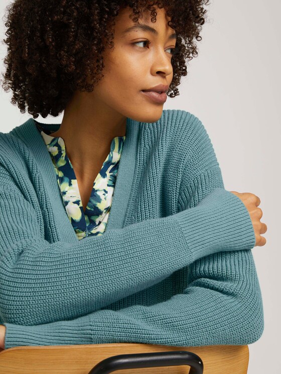 Cardigan mit Bio-Baumwolle - Frauen - Mineral Stone Blue Cardigan mit Bio-Baumwolle - Frauen - Mineral Stone Blue - 9 - Mine to five