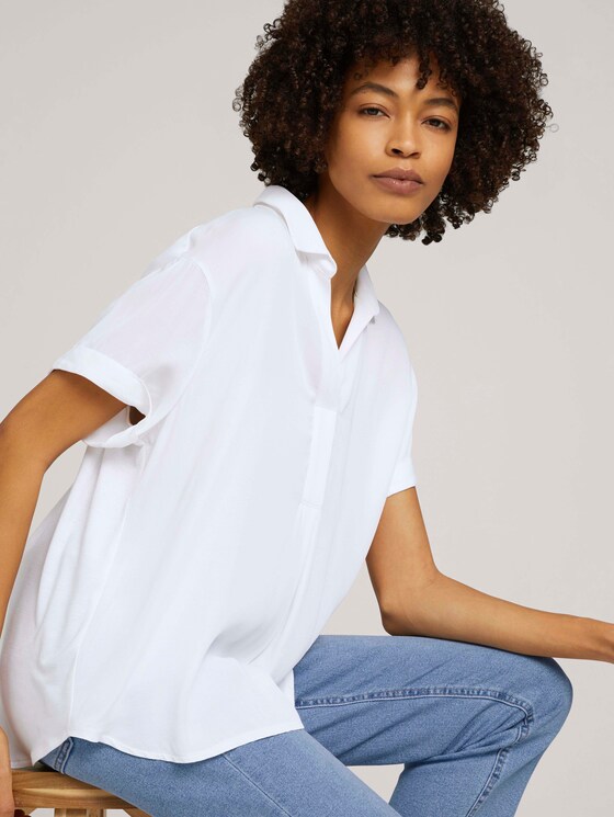 T-Shirt mit Kragen - Frauen - White T-Shirt mit Kragen - Frauen - White - 5 - Mine to five