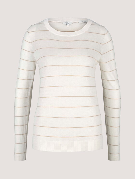 Gestreifter Strickpullover mit Lyocell - Frauen - white sand stripe Gestreifter Strickpullover mit Lyocell - Frauen - white sand stripe - 7 - Mine to five