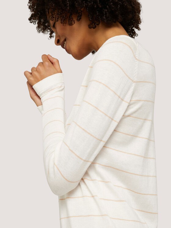Gestreifter Strickpullover mit Lyocell - Frauen - white sand stripe Gestreifter Strickpullover mit Lyocell - Frauen - white sand stripe - 9 - Mine to five