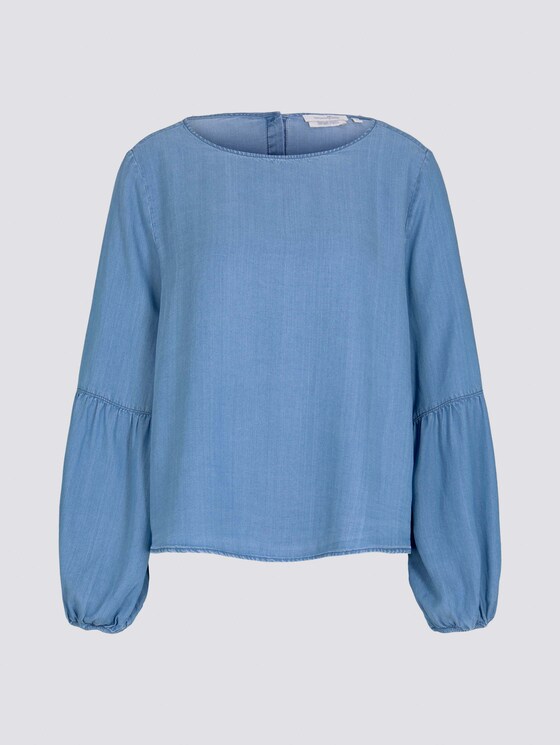 Jeansbluse mit Ballonärmeln mit Lyocell - Frauen - Blue Denim Jeansbluse mit Ballonärmeln mit Lyocell - Frauen - Blue Denim - 7 - TOM TAILOR Denim