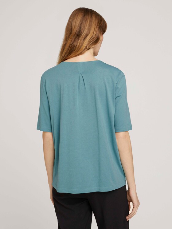 T-Shirt mit Stoff-Mix - Frauen - Mineral Stone Blue T-Shirt mit Stoff-Mix - Frauen - Mineral Stone Blue - 2 - Mine to five