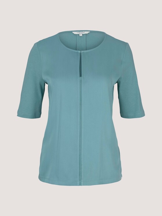 T-Shirt mit Stoff-Mix - Frauen - Mineral Stone Blue T-Shirt mit Stoff-Mix - Frauen - Mineral Stone Blue - 7 - Mine to five