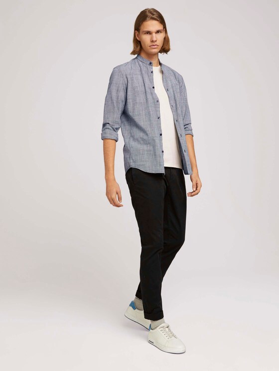 Hemd mit Rundhalsausschnitt - Männer - navy white slub mini vichy Hemd mit Rundhalsausschnitt - Männer - navy white slub mini vichy - 3 - TOM TAILOR Denim