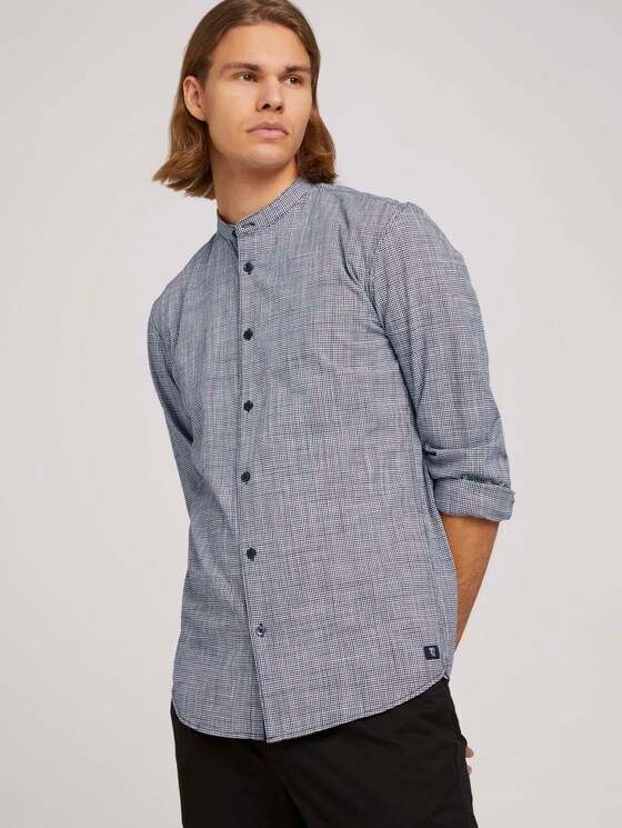 Hemd mit Rundhalsausschnitt - Männer - navy white slub mini vichy Hemd mit Rundhalsausschnitt - Männer - navy white slub mini vichy - 5 - TOM TAILOR Denim