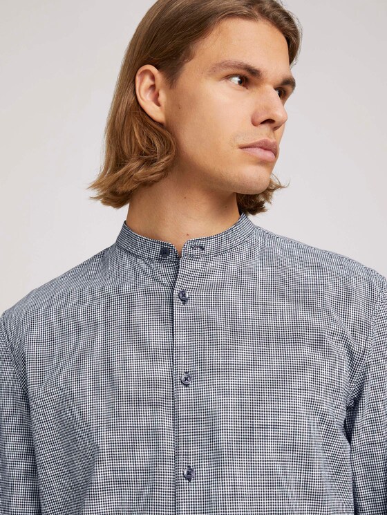 Hemd mit Rundhalsausschnitt - Männer - navy white slub mini vichy Hemd mit Rundhalsausschnitt - Männer - navy white slub mini vichy - 9 - TOM TAILOR Denim