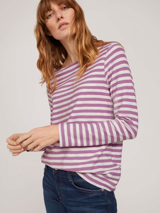 gestreiftes Langarmshirt - Frauen - lilac offwhite stripe gestreiftes Langarmshirt - Frauen - lilac offwhite stripe - 5 - TOM TAILOR