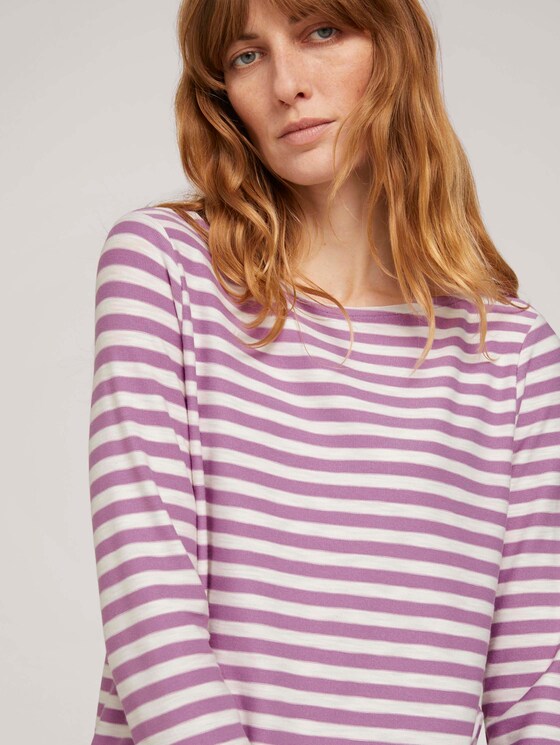 gestreiftes Langarmshirt - Frauen - lilac offwhite stripe gestreiftes Langarmshirt - Frauen - lilac offwhite stripe - 9 - TOM TAILOR