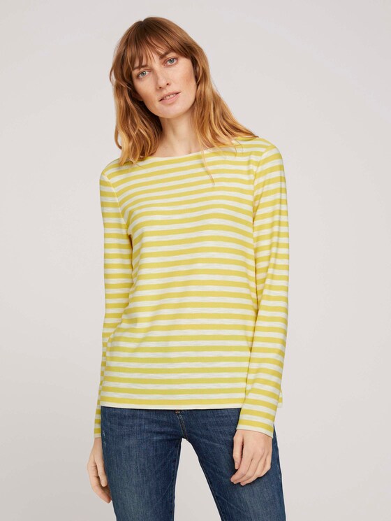 gestreiftes Langarmshirt - Frauen - yellow offwhite stripe gestreiftes Langarmshirt - Frauen - yellow offwhite stripe - 1 - TOM TAILOR