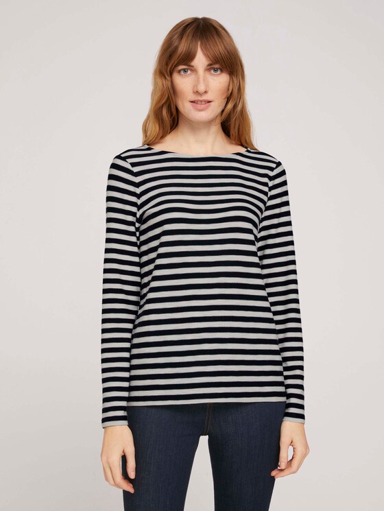 gestreiftes Langarmshirt - Frauen - navy offwhite stripe gestreiftes Langarmshirt - Frauen - navy offwhite stripe - 1 - TOM TAILOR