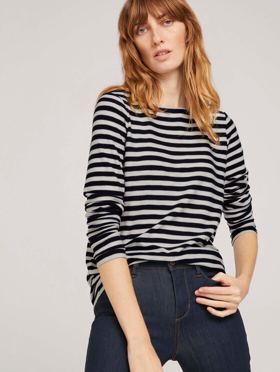 gestreiftes Langarmshirt - Frauen - navy offwhite stripe gestreiftes Langarmshirt - Frauen - navy offwhite stripe - 5 - TOM TAILOR
