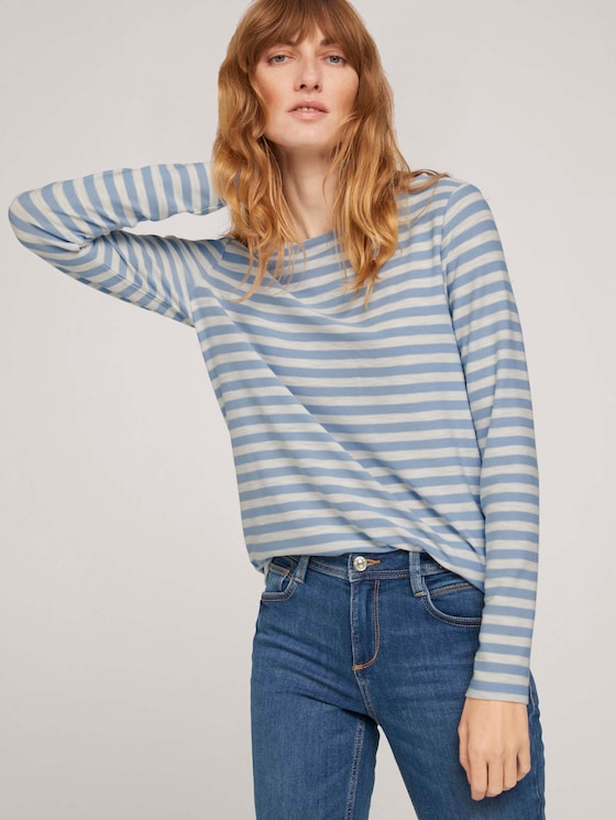 gestreiftes Langarmshirt - Frauen - blue offwhite stripe gestreiftes Langarmshirt - Frauen - blue offwhite stripe - 5 - TOM TAILOR