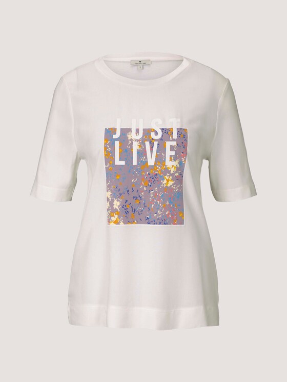 Loose Fit T-Shirt mit Stoffmix - Frauen - Whisper White Loose Fit T-Shirt mit Stoffmix - Frauen - Whisper White - 7 - TOM TAILOR