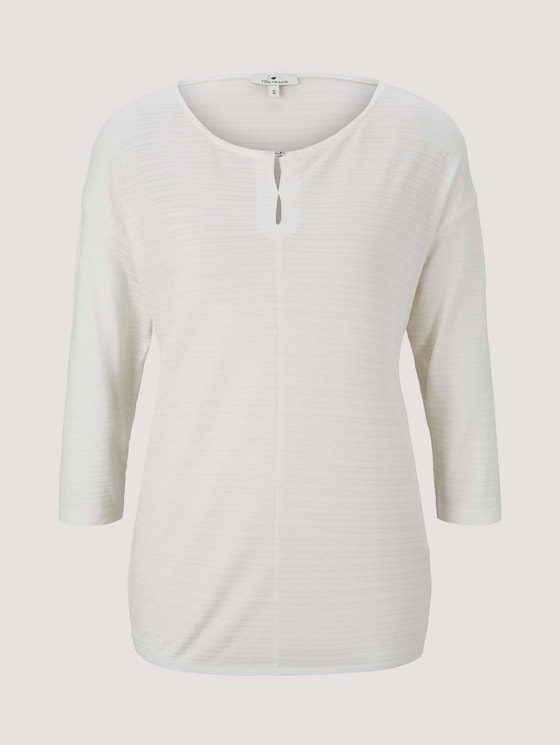 gestreiftes T-Shirt mit elastischem Saum - Frauen - Whisper White gestreiftes T-Shirt mit elastischem Saum - Frauen - Whisper White - 7 - TOM TAILOR