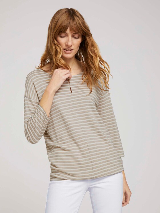 gestreiftes T-Shirt mit elastischem Saum - Frauen - beige thin stripe gestreiftes T-Shirt mit elastischem Saum - Frauen - beige thin stripe - 5 - TOM TAILOR