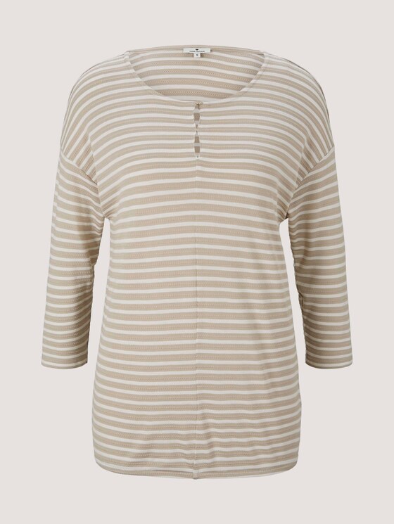 gestreiftes T-Shirt mit elastischem Saum - Frauen - beige thin stripe gestreiftes T-Shirt mit elastischem Saum - Frauen - beige thin stripe - 7 - TOM TAILOR