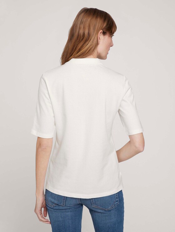 Poloshirt met print en zijsplitje met biologisch katoen - Vrouwen - Whisper White Poloshirt met print en zijsplitje met biologisch katoen - Vrouwen - Whisper White - 2 - TOM TAILOR