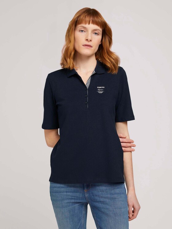 Poloshirt mit Bio-Baumwolle - Frauen - Sky Captain Blue Poloshirt mit Bio-Baumwolle - Frauen - Sky Captain Blue - 1 - TOM TAILOR