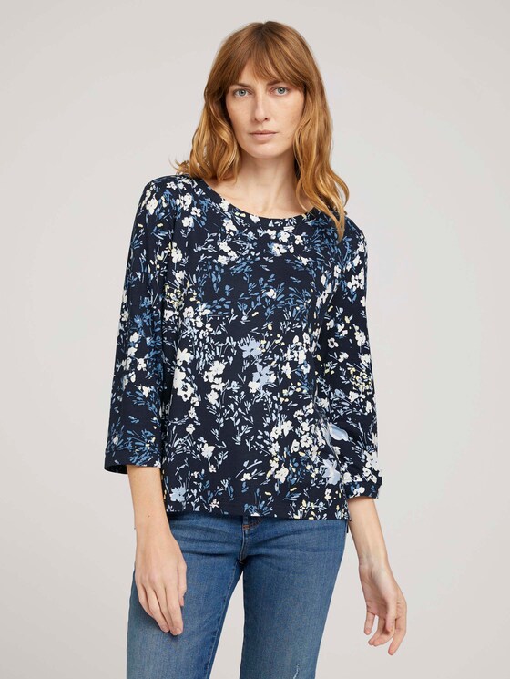 Sweatshirt mit Blumenmuster - Frauen - navy bigger flower design Sweatshirt mit Blumenmuster - Frauen - navy bigger flower design - 1 - TOM TAILOR
