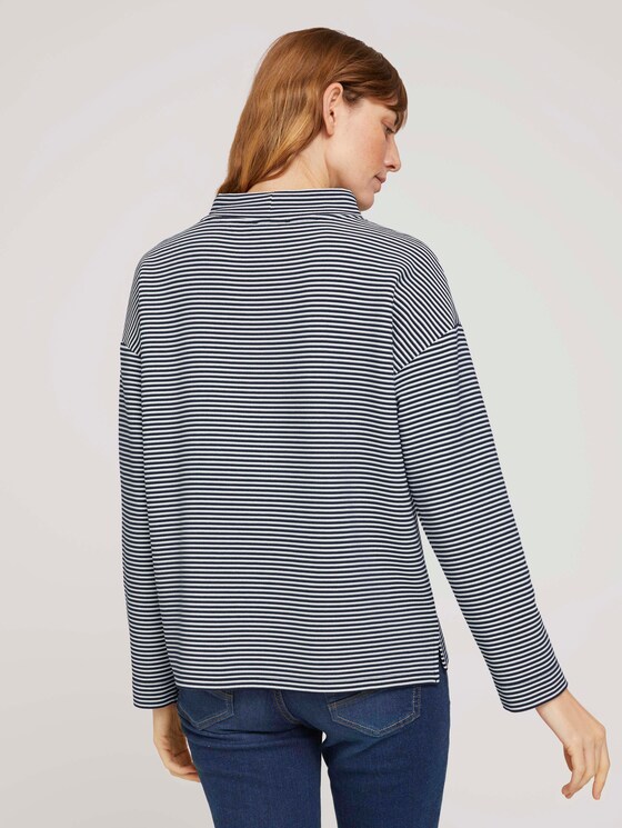 Sweatshirt mit Ottomanstruktur - Frauen - navy offwhite ottoman stripe Sweatshirt mit Ottomanstruktur - Frauen - navy offwhite ottoman stripe - 2 - TOM TAILOR