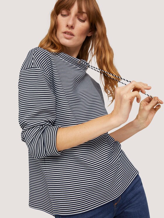 Sweatshirt mit Ottomanstruktur - Frauen - navy offwhite ottoman stripe Sweatshirt mit Ottomanstruktur - Frauen - navy offwhite ottoman stripe - 9 - TOM TAILOR