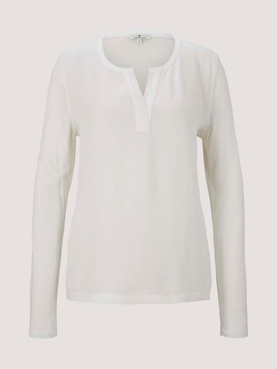 Langarmshirt mit Henleyausschnitt - Frauen - Whisper White Langarmshirt mit Henleyausschnitt - Frauen - Whisper White - 7 - TOM TAILOR