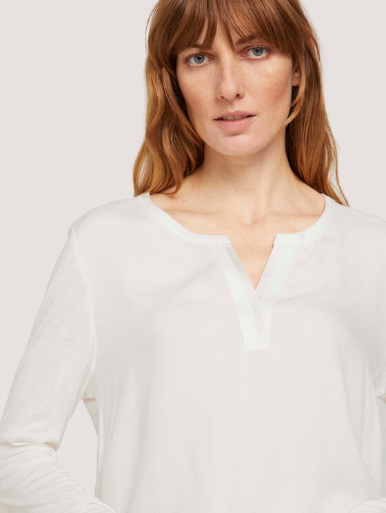 Langarmshirt mit Henleyausschnitt - Frauen - Whisper White Langarmshirt mit Henleyausschnitt - Frauen - Whisper White - 9 - TOM TAILOR